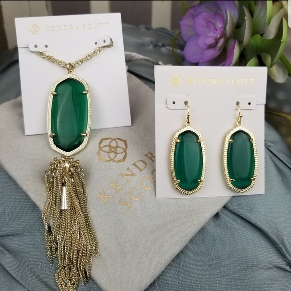 Emerald, Cat's Eye, Kendra Scott, Elle Earrings - Picture 7 of 7